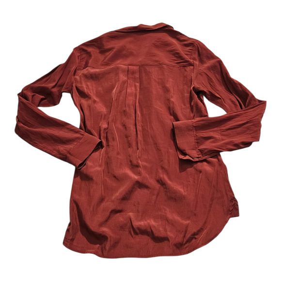 Express Women's Size Small Red Long Sleeve Button Up Shirt - Picture 5 of 8